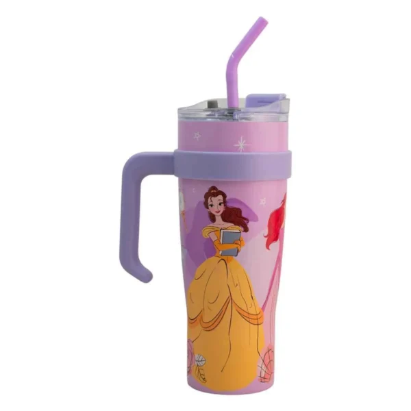 Termo Alto Doble Pared Acero Inoxidable Con Boquilla Y Popote 1.2 L. Princesas