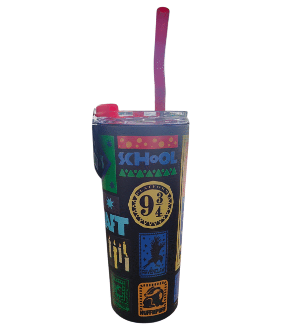 Termo Acero Inoxidable Doble Pared con Popote Harry Potter - Howarts Of Witchcraft