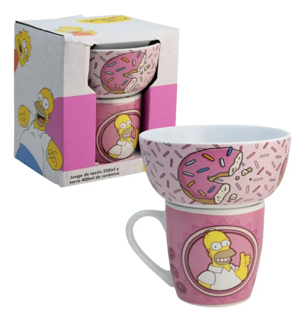 Juego Desayunador 2pzs tazon y tarro Homero Simpson