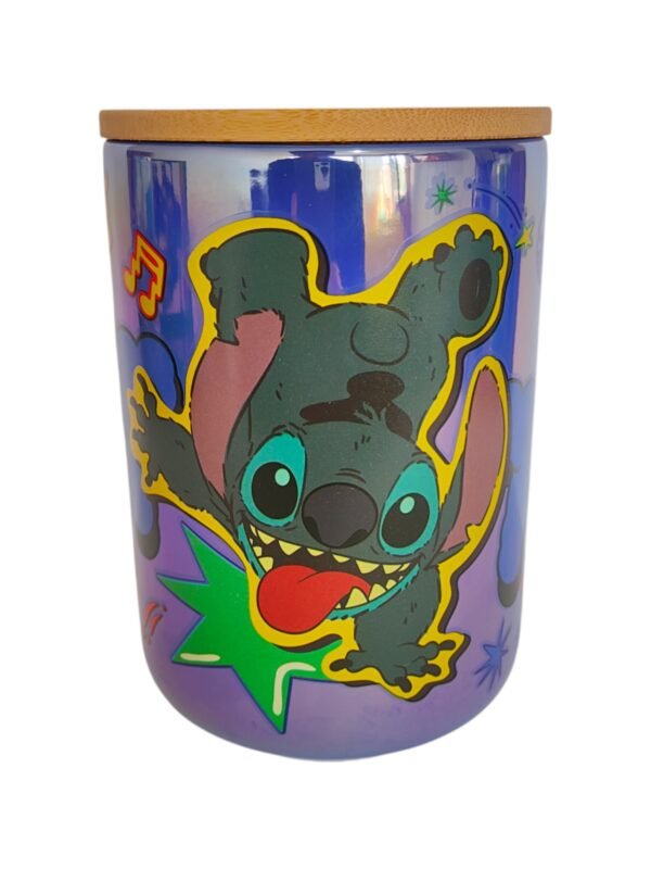 Frasco Con Tapa De Bambú Stitch Cerámica 790 ml