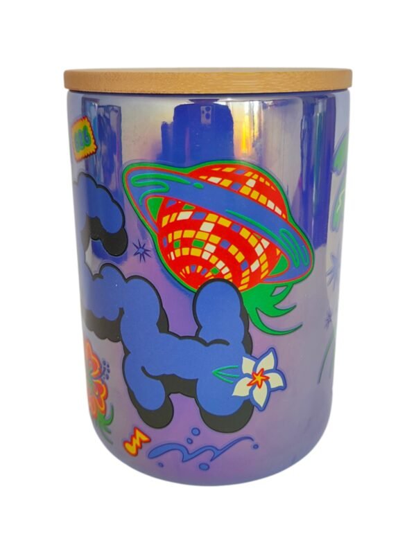 Frasco Con Tapa De Bambú Stitch Cerámica 790 ml