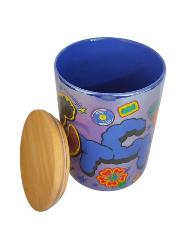 Frasco Con Tapa De Bambú Stitch Cerámica 790 ml