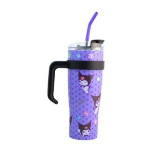 Termo Alto Doble Pared Acero Inoxidable Con Boquilla Y Popote 1.2 L. Kuromi