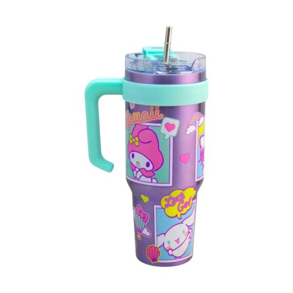 Termo Alto Doble Pared Acero Inoxidable Con Boquilla Y Popote 1.2 L. Sanrio