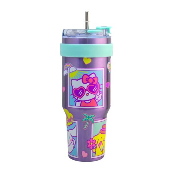 Termo Alto Doble Pared Acero Inoxidable Con Boquilla Y Popote 1.2 L. Sanrio