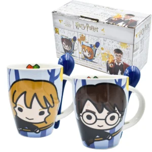 1738-283_8 Duo Harry Potter Tarros de Porcelana con Cuchara de Ceramica 310ml