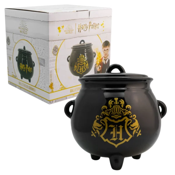 Galletero de Cerámica Decorativo 3D con Tapa Hermética Caldero Harry Potter Hogwarts