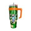 Termo Alto Doble Pared Acero Inoxidable Con Boquilla Y Popote 1.2 L. Minecraft con Acabado Metalizado