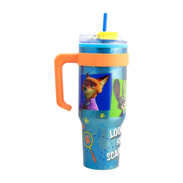 Termo Alto Doble Pared Con Boquilla Y Popote 1.2 L. I Zootopia
