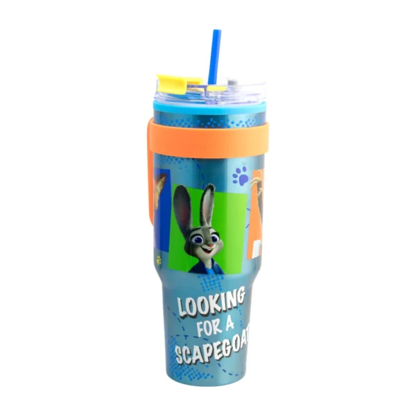 Termo Alto Doble Pared Con Boquilla Y Popote 1.2 L. I Zootopia