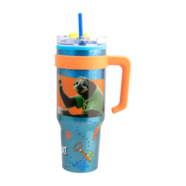 Termo Alto Doble Pared Con Boquilla Y Popote 1.2 L. I Zootopia
