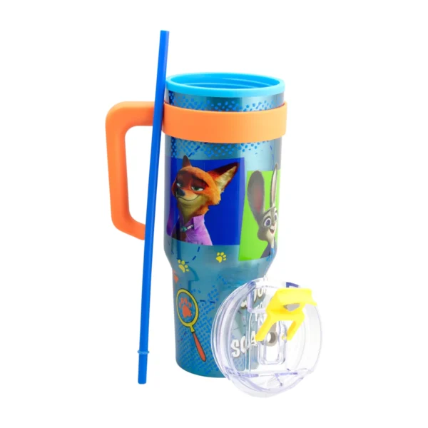 Termo Alto Doble Pared Con Boquilla Y Popote 1.2 L. I Zootopia
