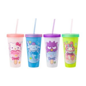 Hellow Kitty - Juego de 4 Vasos con Popote 709ml