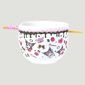 71Pj0YOarzL._AC_SL1500_ Kuromi Sanrio - Bowl para Ramen con Palillos 591ml
