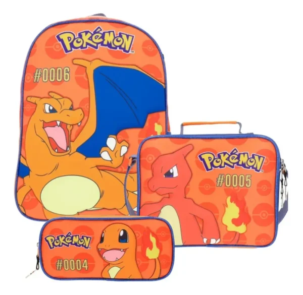 Set Escolar Mochila, Lonchera y Estuchera de Pokémon Charizard