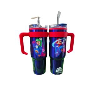 Termo Alto Doble Pared Con Boquilla Y Popote 1.2 L. I Mario Galaxy