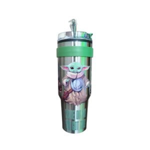 Termo Alto Doble Pared Con Boquilla Y Popote 1.2 L. Grogu - Mandalorian