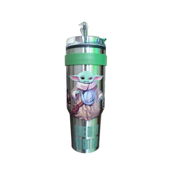 Termo Alto Doble Pared Con Boquilla Y Popote 1.2 L. Grogu - Mandalorian