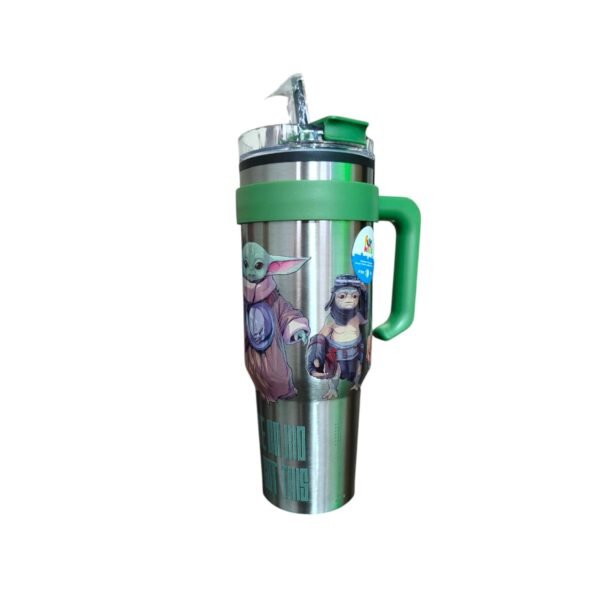 Termo Alto Doble Pared Con Boquilla Y Popote 1.2 L. Grogu - Mandalorian