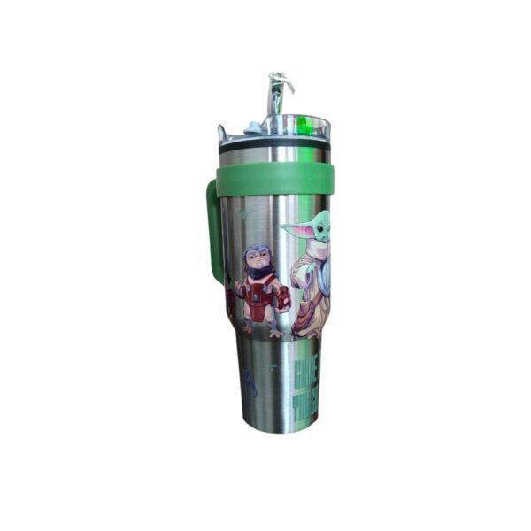 Termo Alto Doble Pared Con Boquilla Y Popote 1.2 L. Grogu - Mandalorian