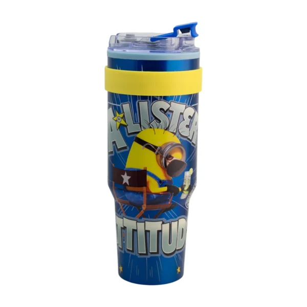 Termo Alto Doble Pared Con Boquilla Y Popote 1.2 L. Minions