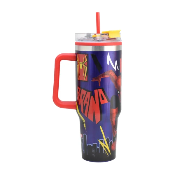 Termo Alto Doble Pared Con Boquilla Y Popote 1.2 L. Spiderman Brand New Day