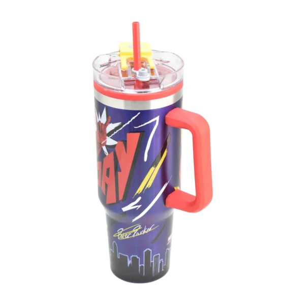 Termo Alto Doble Pared Con Boquilla Y Popote 1.2 L. Spiderman Brand New Day